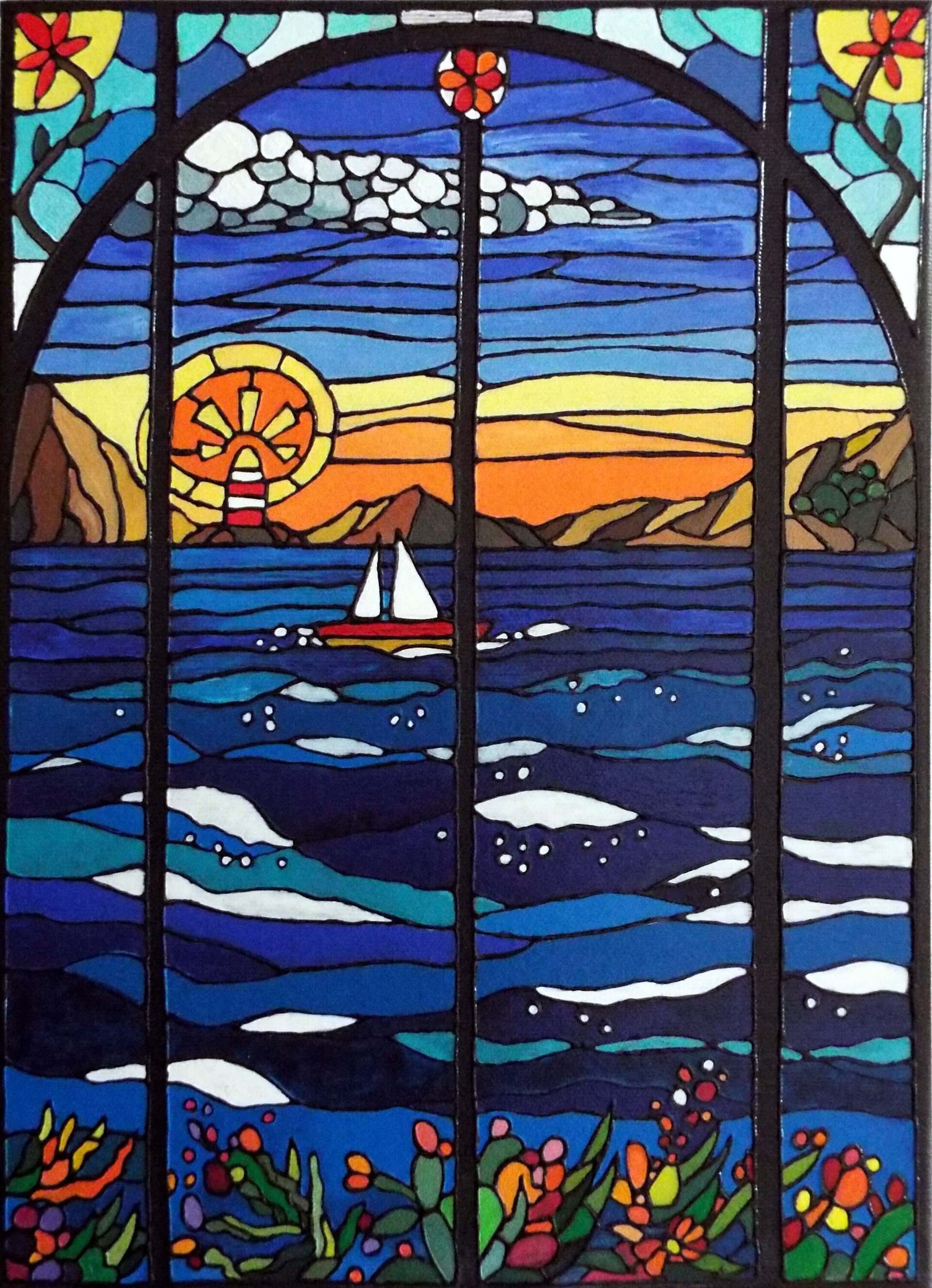 El Faro y el Velero – Obra Marina Original/Arte Contemporáneo Exclusivo - 5